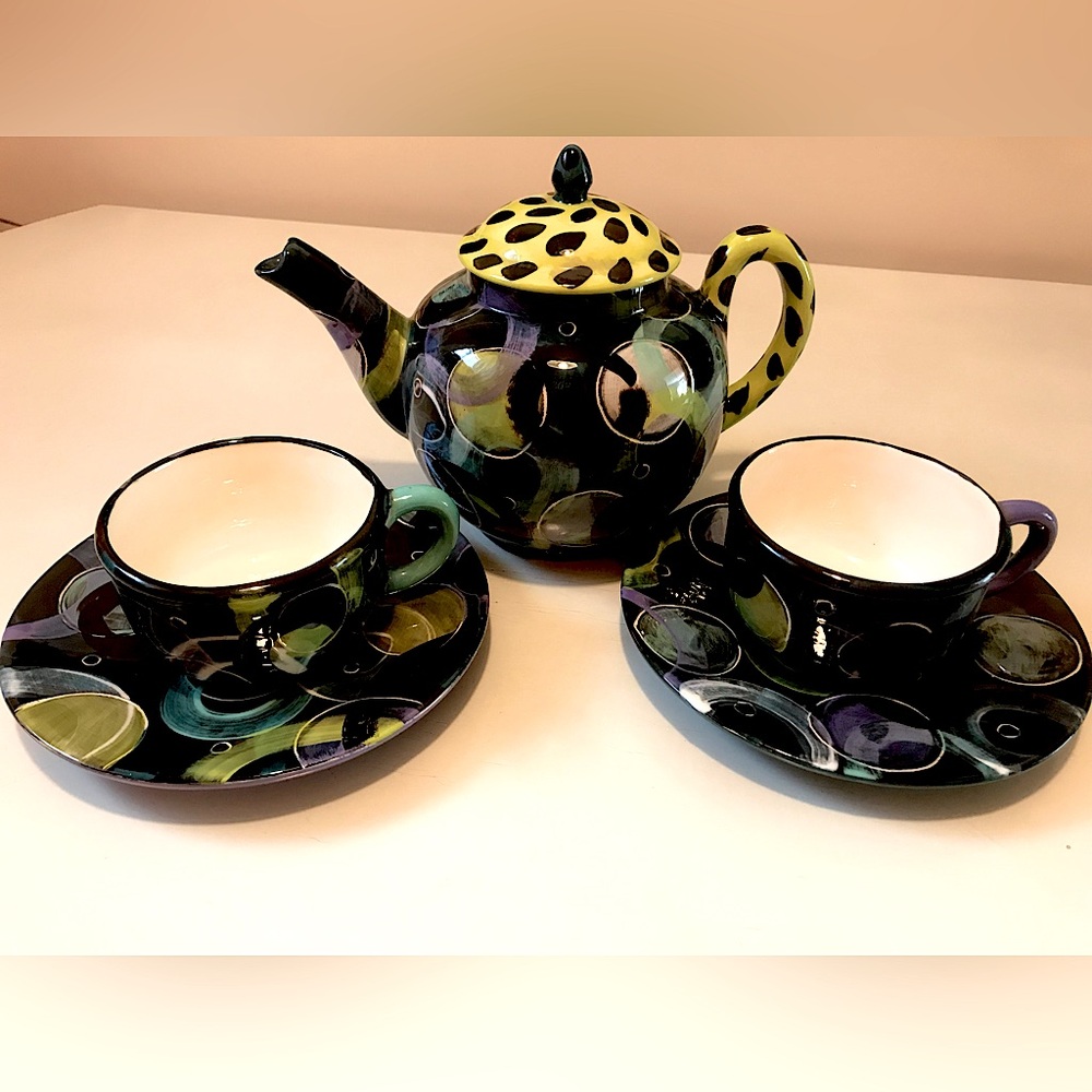 Contemporary Six Piece Ceramic Tea Set Goehring Original